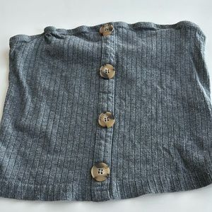 Button Front Rib/knit Tube Top